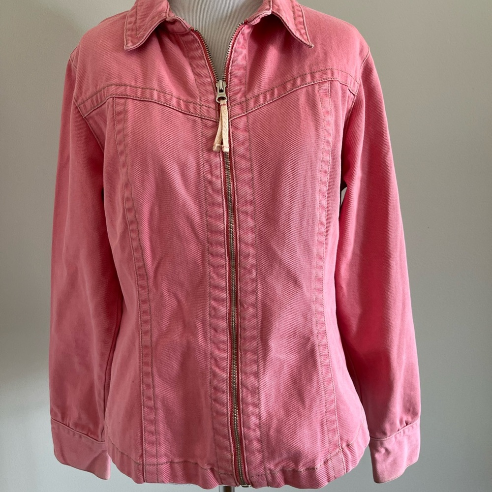 CAbi Pink Denim Zip Front Jacket Size Medium Style 254 - Picture 3 of 14